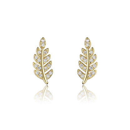 Rockyu レディースリーフピアス シルバー925 ジルコン 輝き上品 スタッドタイプ ギフトにもぴったり