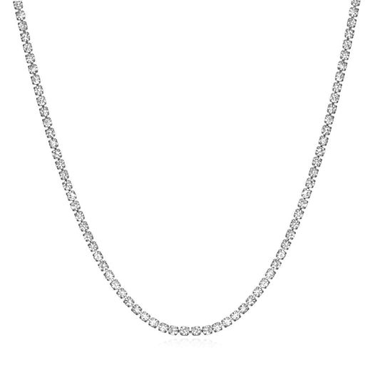 Rockyu レディース ネックレス ジルコニアチェーン 3mm ステンレス製 金属アレルギー対応