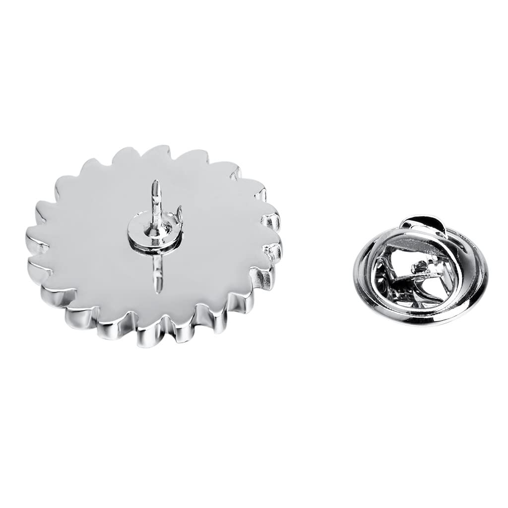 Rockyu ひまわりラペルピン メンズ ゴールド シルバー サンフラワー ピンブローチ フォーマル アクセサリー 結婚式 ビジネス 誕生日 プレゼント