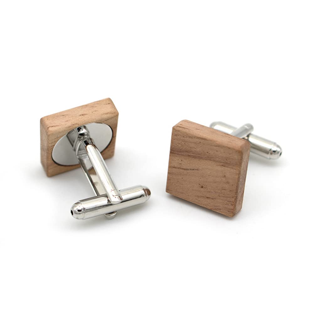 Rockyu 木製カフス＆タイピンセット メンズ 結婚式 ビジネス対応 ギフトボックス付き