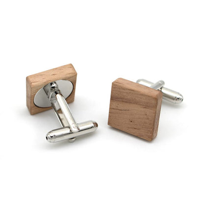 Rockyu 木製カフス＆タイピンセット メンズ 結婚式 ビジネス対応 ギフトボックス付き