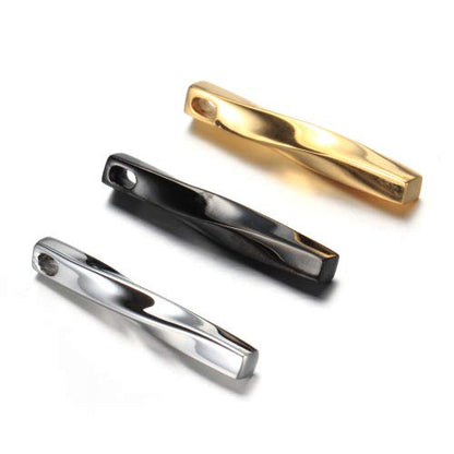 Rockyu メンズネックレス スティックペンダント シルバー ゴールド ブラック サージカルステンレス 50cmチェーン