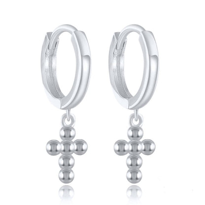 Rockyu ピアス レディース クロスフープ ゴールド&シルバー925 鏡面仕上げ アレルギー対応