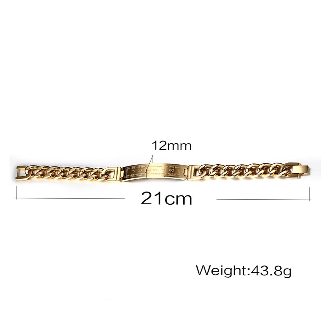 Rockyu メンズブレスレット ステンレス製 十字架刻印チェーン シルバーとゴールドカラー 21cm