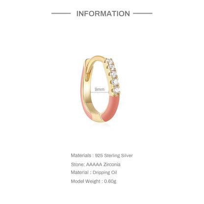 ピアス レディース カラーフープ シルバー925 ジルコニア エナメル仕上げ 小ぶり フープピアス ゴールド