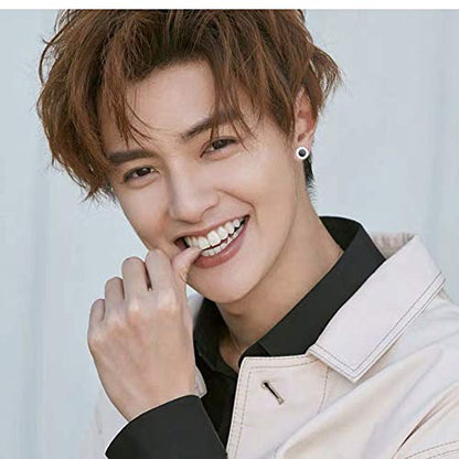 Rockyu ピアス メンズ 両耳 ローマ数字 ブラック ステンレス スタッド 金属アレルギー対応