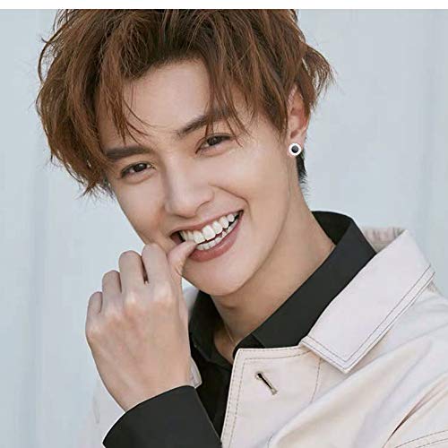 Rockyu ピアス メンズ 両耳 ローマ数字 ブラック ステンレス スタッド 金属アレルギー対応