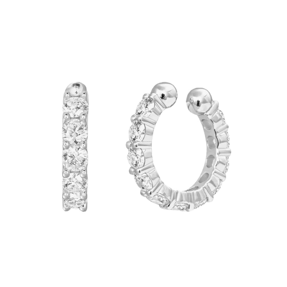 Rockyu シルバー925 ジルコニアフルエタニティイヤーカフ レディース