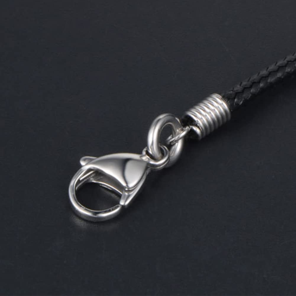 Rockyu ブラックワックスコードネックレス メンズ レディース