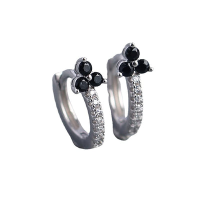 Rockyu ピアス レディース フープ リングピアス CZダイヤ 三粒ストーン 多色展開 小ぶり 上品 アクセサリー