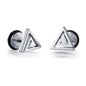 Rockyu ピアス メンズ レディース 三角モチーフ ダブルデザイン チタン製 金属アレルギー対応