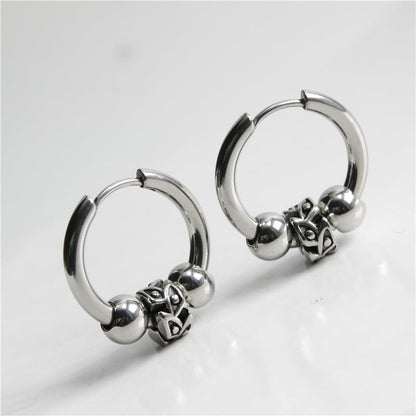 Rockyu ピアス メンズ フープ シルバー 鈴付き リングピアス 316Lステンレス 両耳用