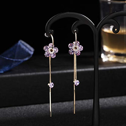 Rockyu ピアス レディース フラワー 揺れる フック ゴールド ジルコニア