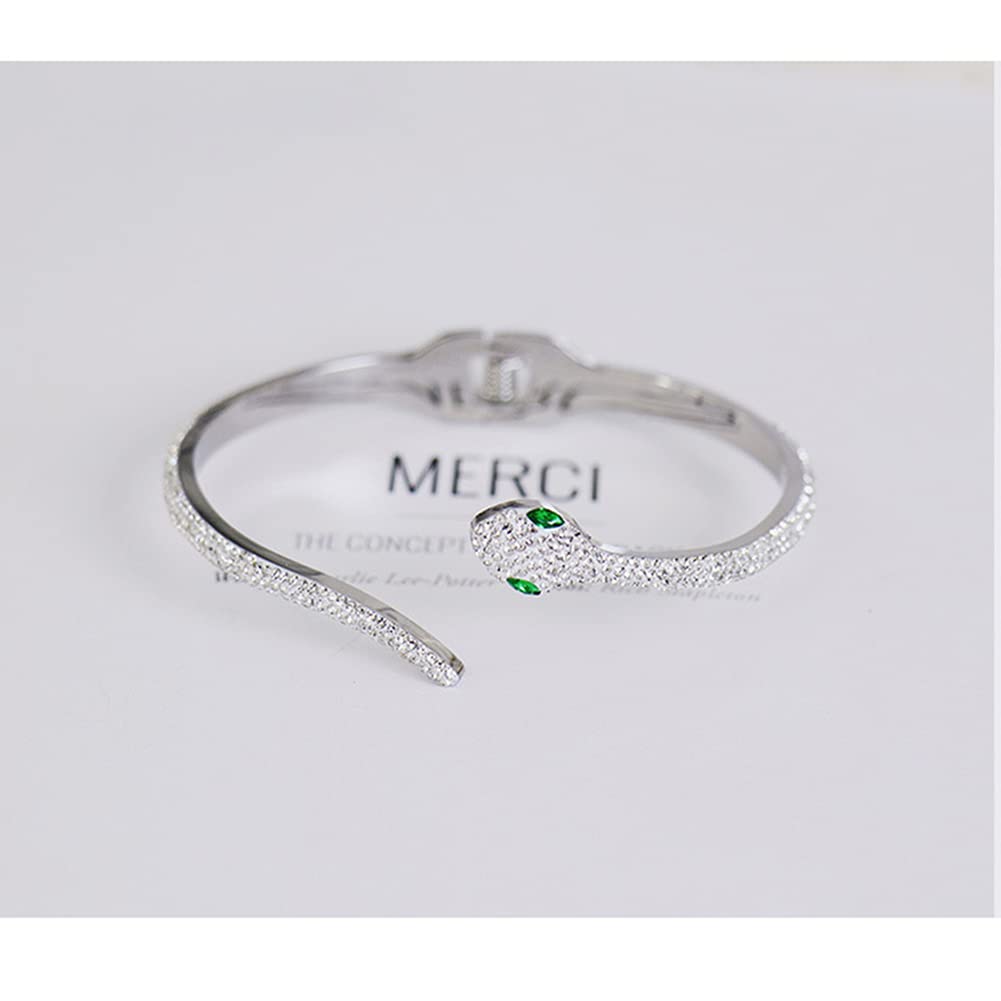 Rockyu 蛇形ブレスレット レディース 18K仕上げ ジルコニア 純チタン製