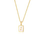 Rockyu ネックレス レディース ゴールド ホワイト イニシャルスクエアペンダント あずきチェーン ステンレス製 ギフトや記念日に