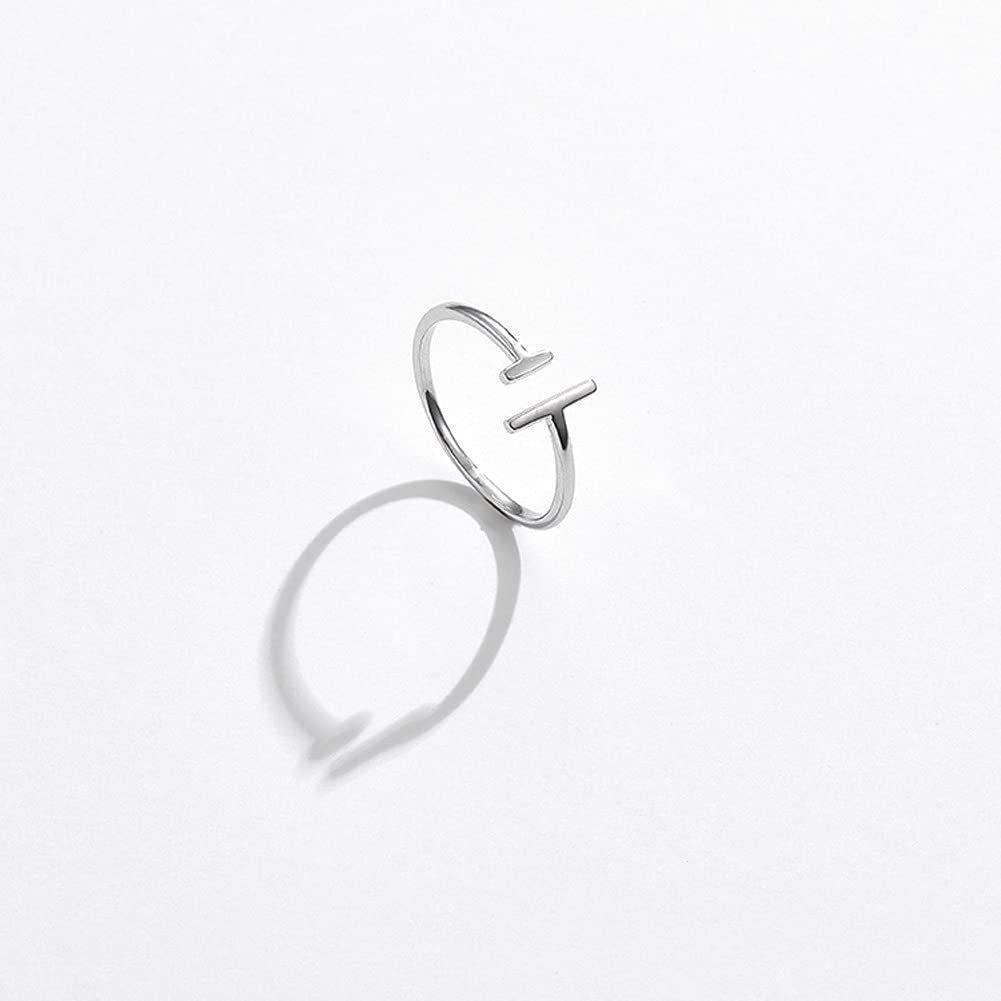 Rockyu シルバー925 レディースリング 平行線デザイン フリーサイズ 純銀 ファッションリング