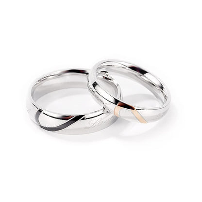 Rockyu ペアリング ステンレス製 ハートデザイン シルバー 結婚指輪風・個別販売