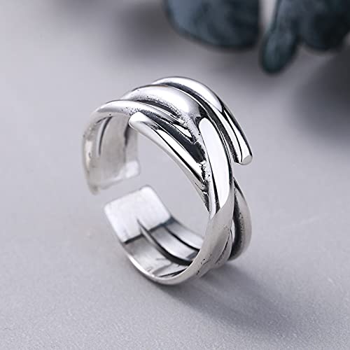 Rockyu 2連風シルバーリング レディース フリーサイズ チタン製 おしゃれアクセサリー