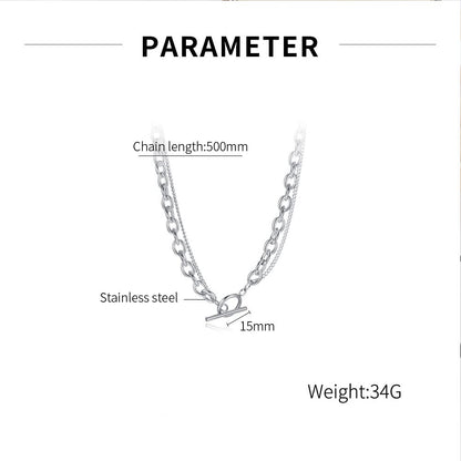 Rockyu 二連マンテルネックレス レディース シルバー