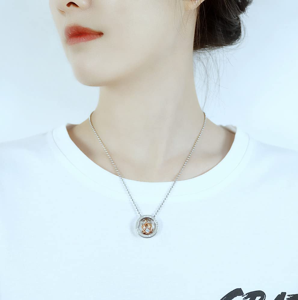 Rockyu クラウンリングペンダントネックレス レディース メンズ