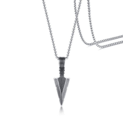 Rockyu ネックレス メンズ ステンレス 矢じり 三角モチーフ 金属アレルギー対応