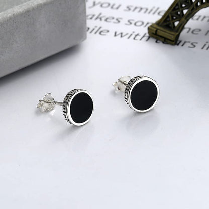 ピアス レディース メンズ シルバー925 丸型 ブラックエナメル スタッドピアス