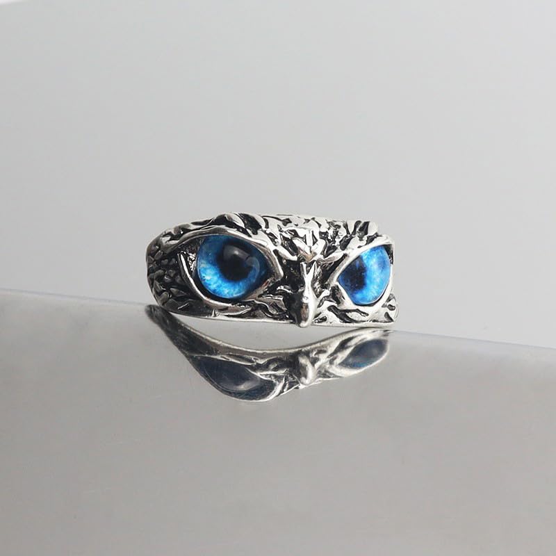 Rockyu イーグルリング メンズ フリーサイズ 藍宝石風 おしゃれ 鷹モチーフ 指輪