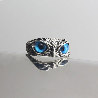 Rockyu イーグルリング メンズ フリーサイズ 藍宝石風 おしゃれ 鷹モチーフ 指輪