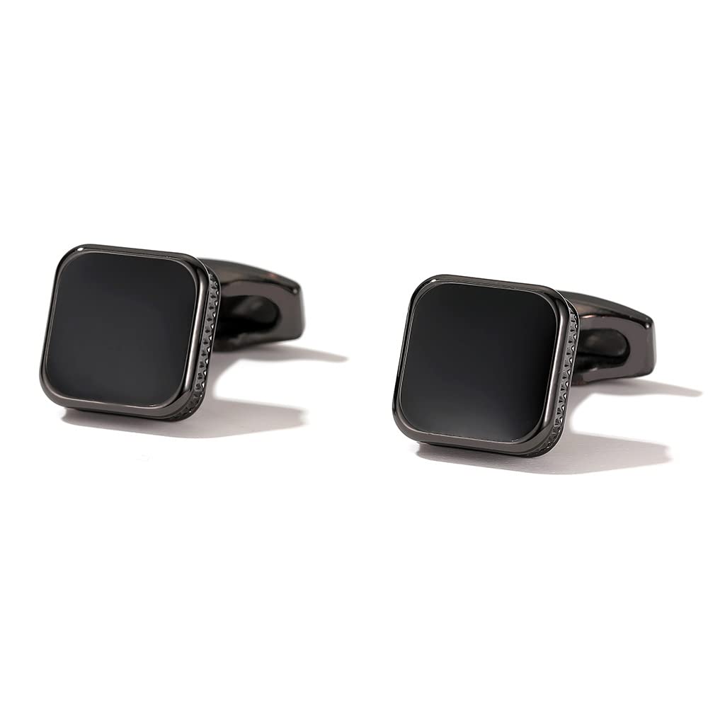 Rockyu カフスボタン メンズ スクエアデザイン ドロップエナメル シンプル 高級感 4色展開