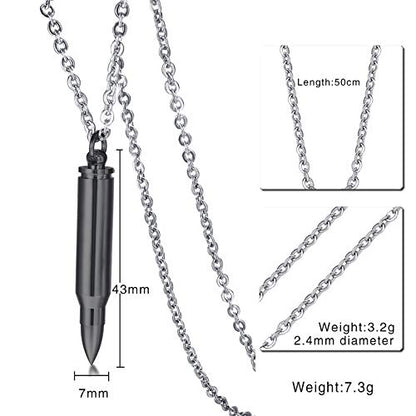 Rockyu 弾丸ペンダントネックレス メンズ ステンレス製 ヒップホップスタイル 5色展開