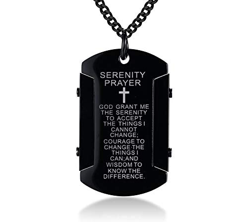 [Rockyu] メンズ ネックレス クロス 十字架 ステンレス ゴールド シルバー ブラック 黒 金 盾 プレートペンダント セーターチェーンネックレス 60cm 経文 お守り 厄除けネックレス 金属アレルギー対応 上品 誕生日 新年 人気 プレゼント