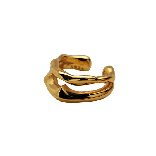 Rockyu ピアス レディース シルバー925 二連風 ノンホール フェイクピアス 金属アレルギー対応