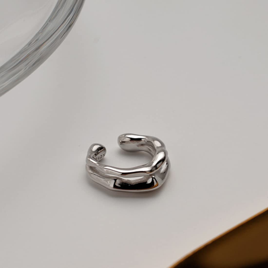 Rockyu ピアス レディース シルバー925 二連風 ノンホール フェイクピアス 金属アレルギー対応