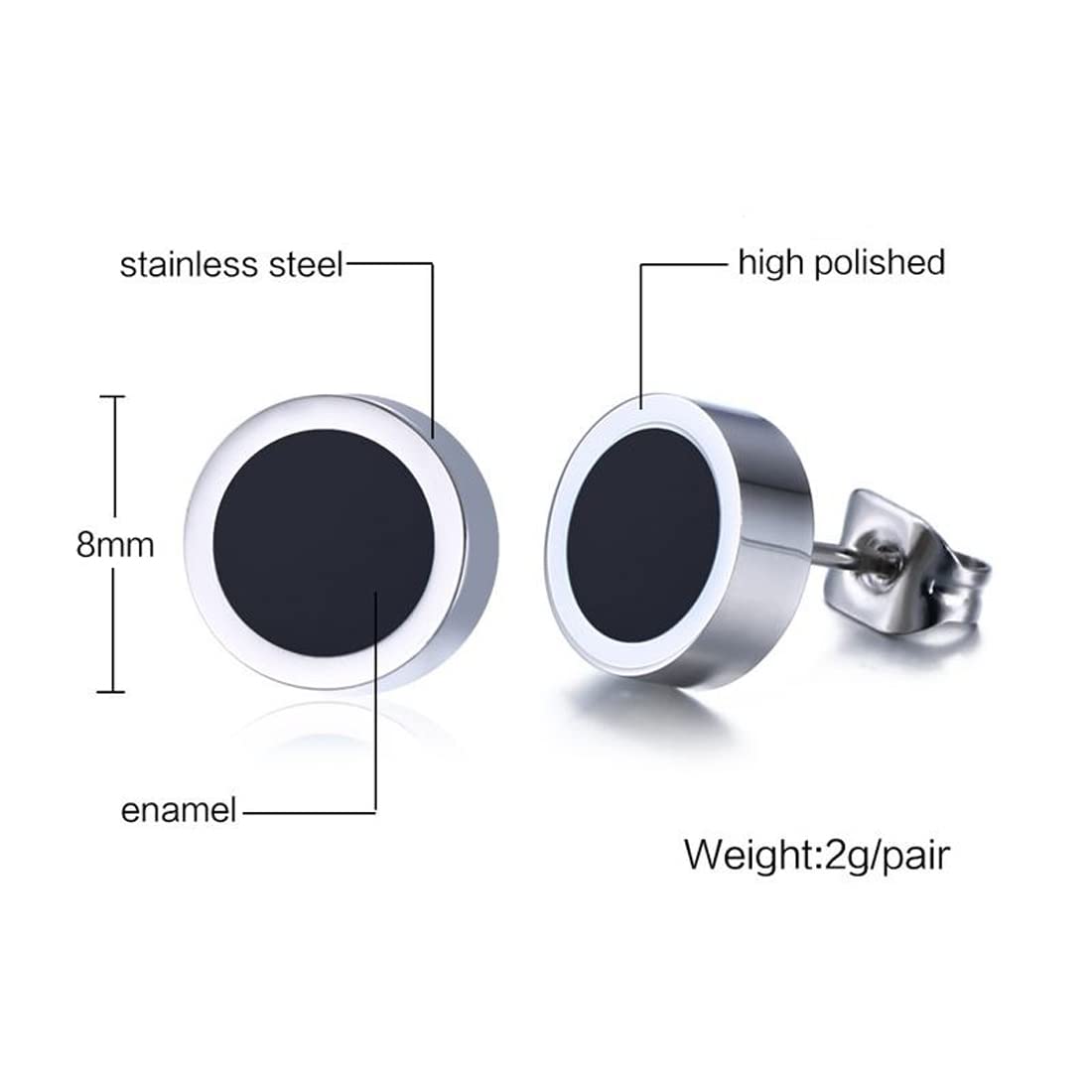 Rockyu ピアス メンズ 円型 ステンレス製 コインデザイン 光沢仕上げ 金属アレルギー対応