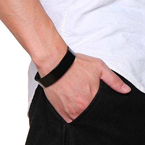 シンプルバングル メンズブレスレット｜Rockyu ステンレス ブラック 高級IP仕上げ
