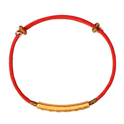 Rockyu ブレスレット レディース 六字真言 ゴールド 紐チェーン シルバー調整可能