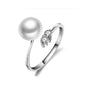 Rockyu パールリング レディース フリーサイズ プラチナカラー 真珠＆ジルコン装飾