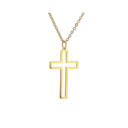 Rockyu 十字架ネックレス ステンレス製 18金仕上げ メンズ レディース兼用 アレルギー対応