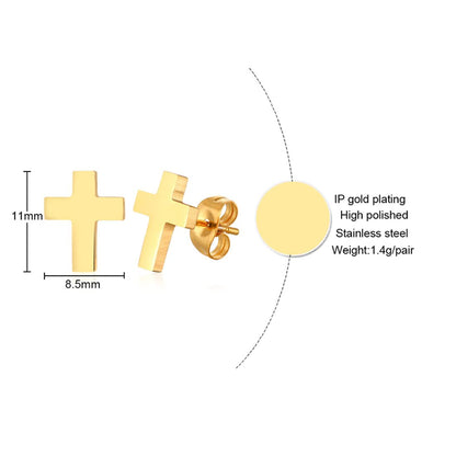 Rockyu ピアス メンズ ゴールド クロス ステンレス シンプル 金属アレルギー対応