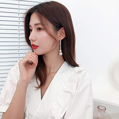 Rockyu ピアス レディース 人気 揺れる ジルコニア シルバー925 花デザイン ロングピアス キラキラ 小顔効果