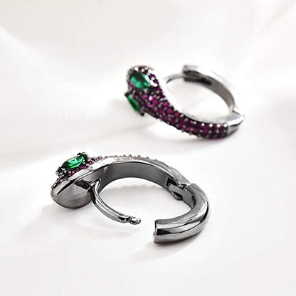 Rockyu 蛇モチーフ フープピアス レディース 両耳用 ジルコニア 18金仕上げ 金アレ対応