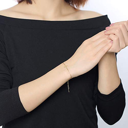 Rockyu クロスデザイン ネックレス＆ブレスレット ステンレス ゴールド／シルバー レディース