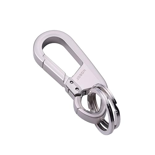 Rockyu キーホルダー メンズ レディース 車用 ダブルリング シルバー 亜鉛合金