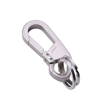 Rockyu キーホルダー メンズ レディース 車用 ダブルリング シルバー 亜鉛合金