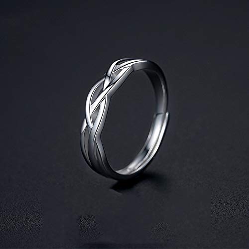 Rockyu 指輪 メンズ フリーサイズ シルバー925 ツイストデザイン シンプルリング