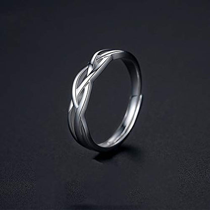 Rockyu 指輪 メンズ フリーサイズ シルバー925 ツイストデザイン シンプルリング