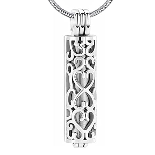 Rockyu 骨壷ペンダント ネックレス レディース メンズ ステンレス 円柱 ハートモチーフ メモリアルペンダント 骨灰収納 ゴールド シルバー ブラック