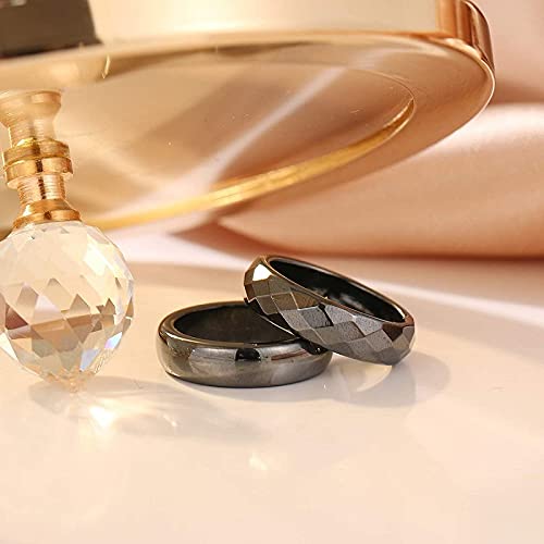 Rockyu テラヘルツ ブラックリング メンズ レディース兼用 指輪 3種セット