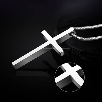 Rockyu ネックレス メンズ タングステン シルバー 十字架ペンダント 鏡面加工