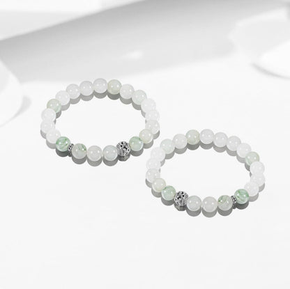 天然石ペアブレスレット｜ブラックオニキス＆翡翠｜開運・魔除け｜メンズ＆レディース